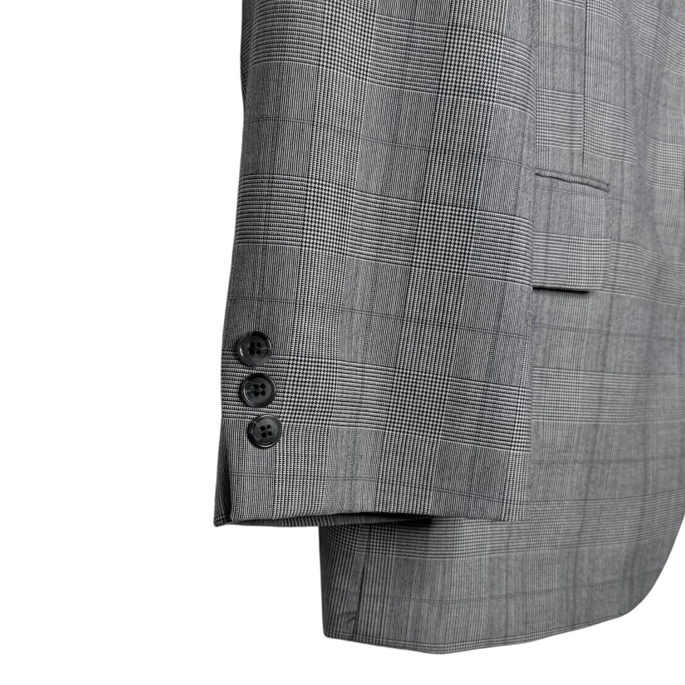 VTG Hardy Amies Sport Coat Gray Glen Plaid Two Button Wool Blend Blazer Mens 48R - Picture 7 of 8